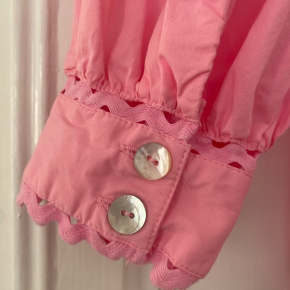 Esqualo puffed sleeve pink cotton poplin blouse - Picture 10 of 11